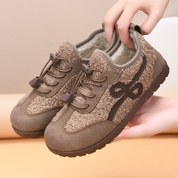 Ženske zimske čizme s plišastom podstavom, velur gornji dio, gumena potplat, okrugli vrh, niski potpetica