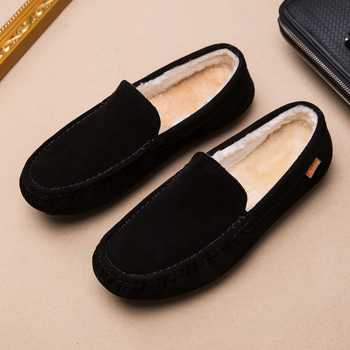 Mužske slip-on kožne loaferice od svinjske kože, mat završna obrada, gumeni potplat, podstava od umjetne vune, kvadratni vrh, ravna peta