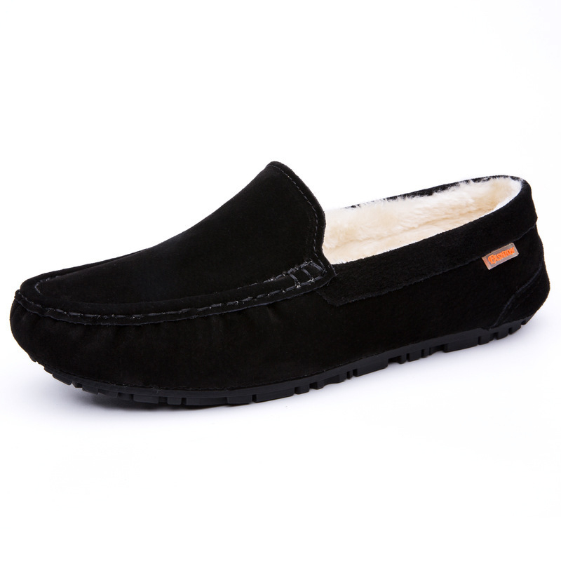 Mužske slip-on kožne loaferice od svinjske kože, mat završna obrada, gumeni potplat, podstava od umjetne vune, kvadratni vrh, ravna peta