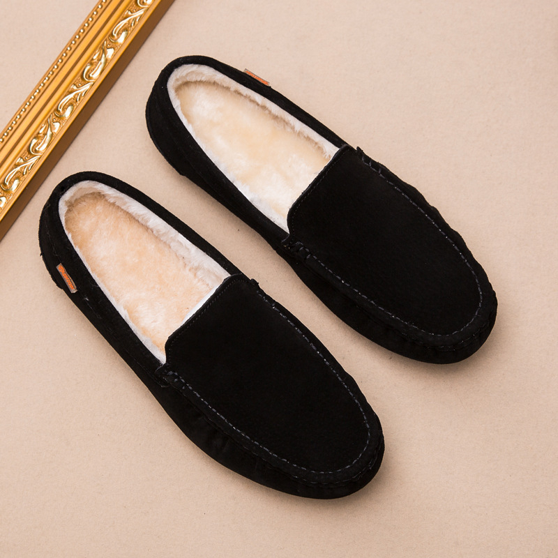 Mužske slip-on kožne loaferice od svinjske kože, mat završna obrada, gumeni potplat, podstava od umjetne vune, kvadratni vrh, ravna peta