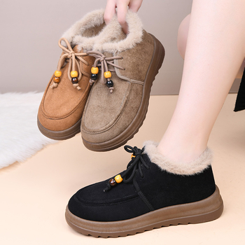 Ženske cipele od pamuka – Zima, gornji dio od velura, plišana podstava, PVC potplat, slip-on