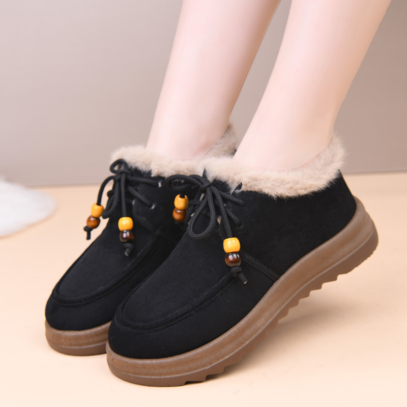 Ženske cipele od pamuka – Zima, gornji dio od velura, plišana podstava, PVC potplat, slip-on