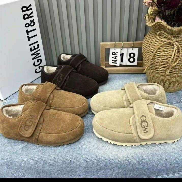 Mary Jane plišane balerinke za žene — jesen-zima, niski potplat 1–3 cm, gornji dio PU, unutarnja podstava od kratkog umjetnog pliša, gumeni potplat