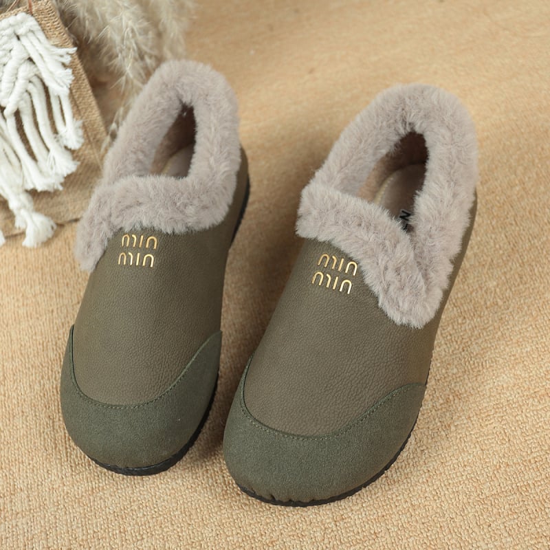 Ženske pamučne cipele za zimu, stil mokasin, pliš unutrašnjost, protuklizna gumena potplata, jednostavno obuvanje