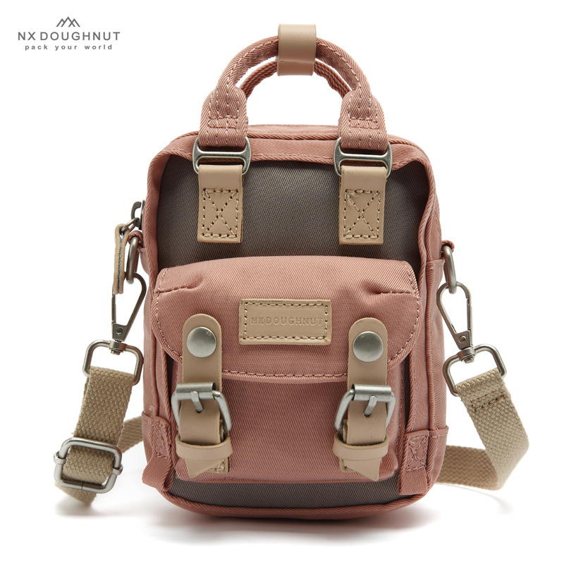 NX DOUGHNUT Mini crossbody torba, ulični stil, najlon, vertikalno četvrtasti oblik, zatvarač, jednopojasni remen
