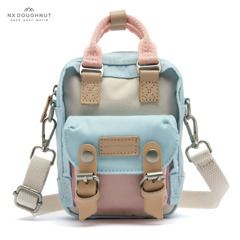 NX DOUGHNUT Mini crossbody torba, ulični stil, najlon, vertikalno četvrtasti oblik, zatvarač, jednopojasni remen