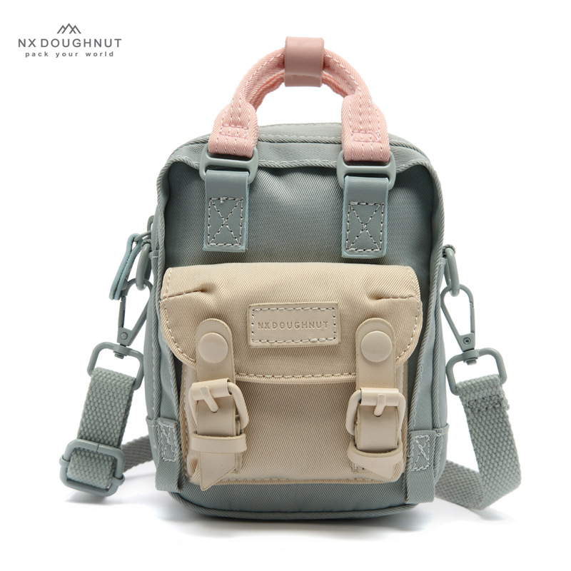 NX DOUGHNUT Mini crossbody torba, ulični stil, najlon, vertikalno četvrtasti oblik, zatvarač, jednopojasni remen