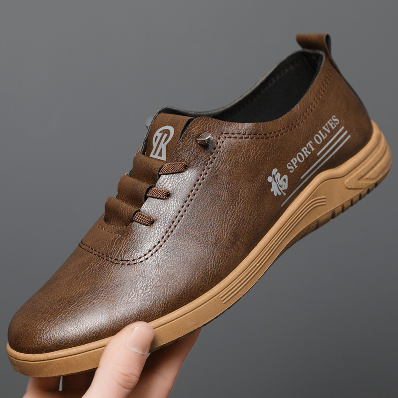 Muške mokasine s vezicama, casual obuća od umjetne PU kože, okrugli vrh, PVC potplat, prozračne