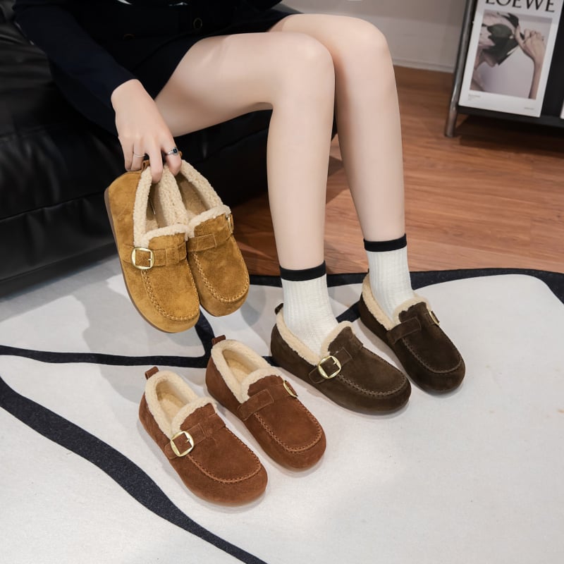 Casual loaferi u stilu Birkenstock s vunenom podstavom, uloškom od ovčje vune, baršunasta podstava, slip-on, okrugli nos, gumena potplat, visina pete 3–5 cm