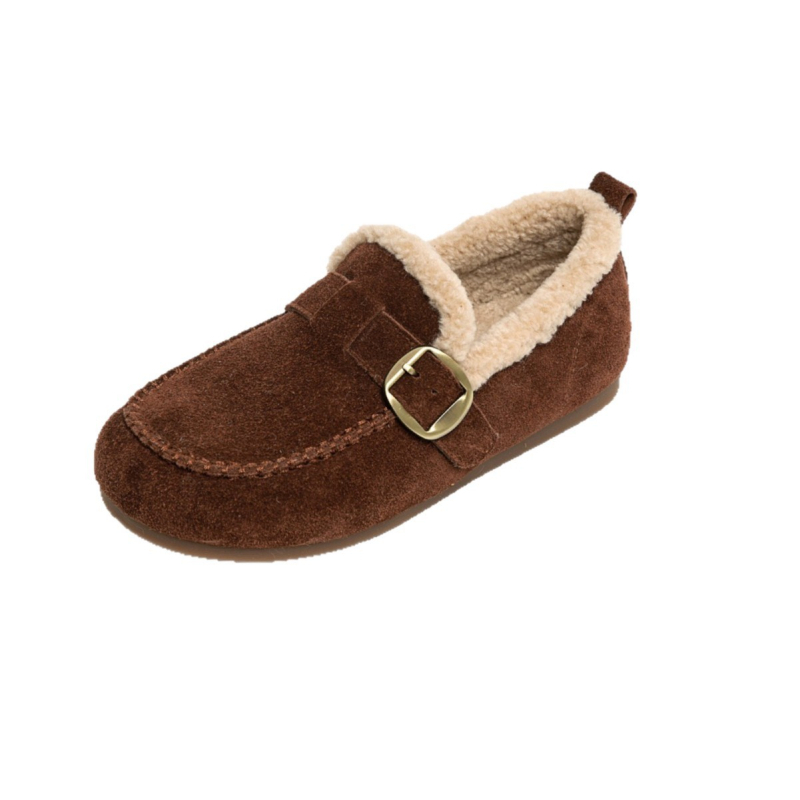 Casual loaferi u stilu Birkenstock s vunenom podstavom, uloškom od ovčje vune, baršunasta podstava, slip-on, okrugli nos, gumena potplat, visina pete 3–5 cm