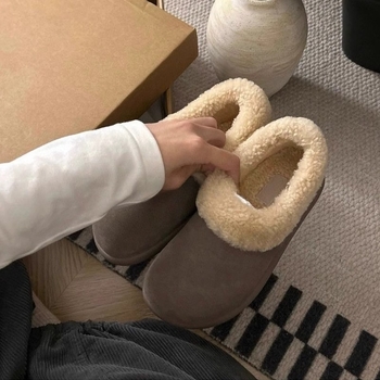 Ženske zimske slip-on tenisice sa flecom i ovčjom vunom, gumena gazna, niski gležanj