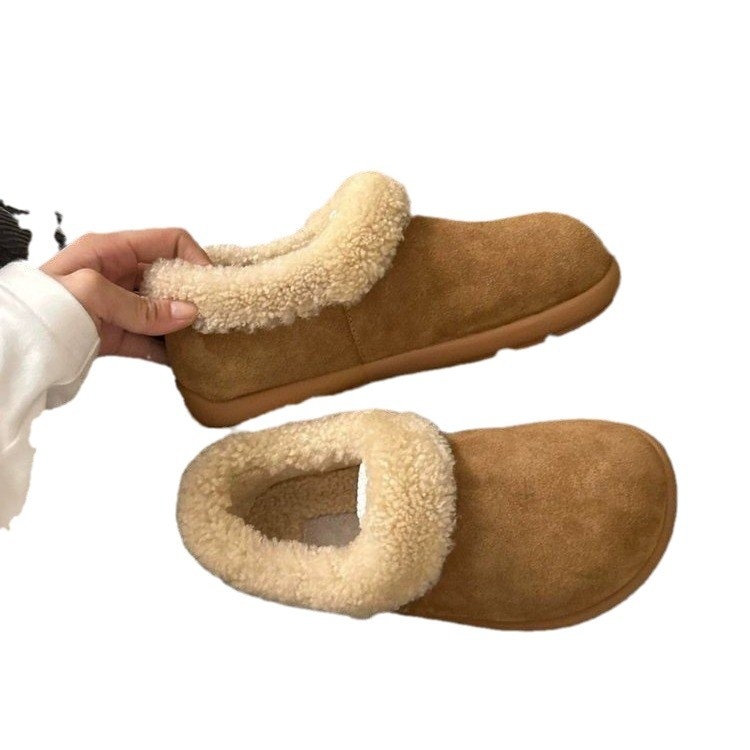 Ženske zimske slip-on tenisice sa flecom i ovčjom vunom, gumena gazna, niski gležanj