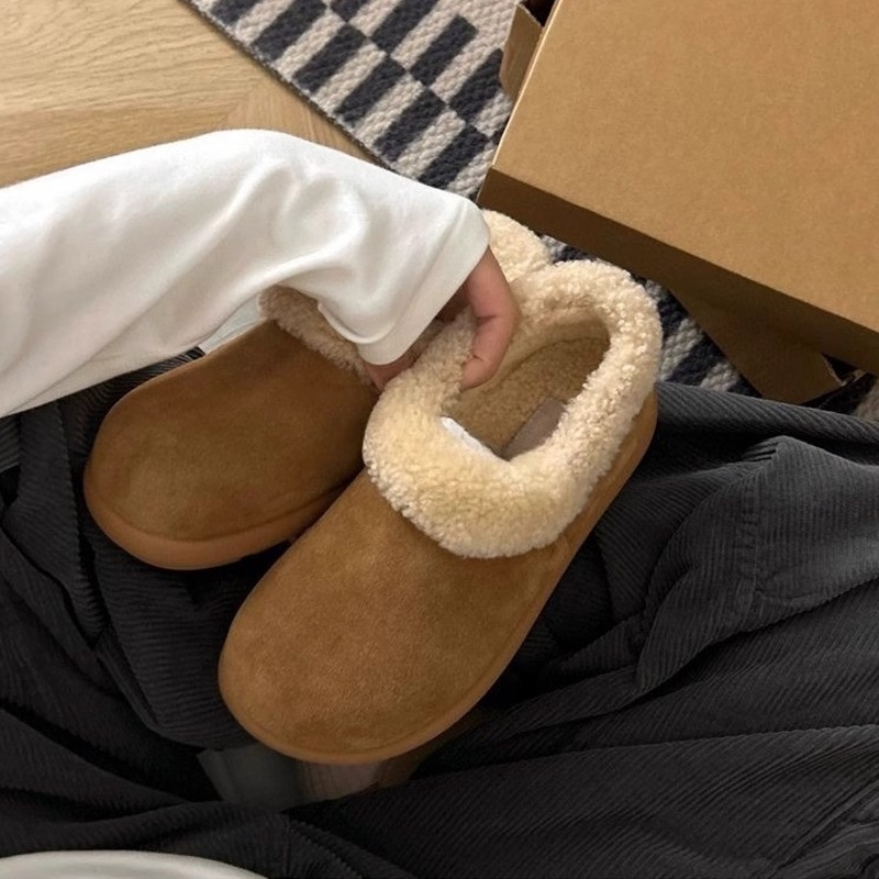 Ženske zimske slip-on tenisice sa flecom i ovčjom vunom, gumena gazna, niski gležanj