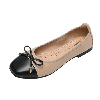 Ženske loaferice s kvadratnim vrhom i mašnicom, slip-on, gornji dio od umjetne kože, gumeni potplat