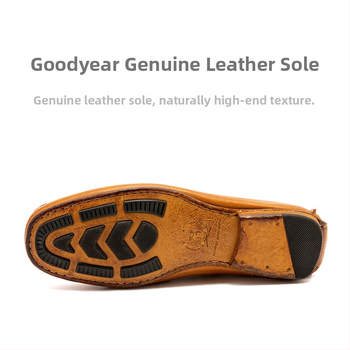 Muške kožne loaferice, slip-on, Goodyear šav; gornji dio od vršne kože; ulošak od iste kože; potplat od kompozita