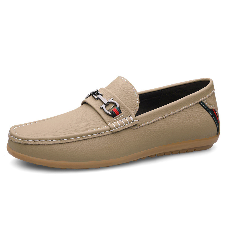 Muške kožne loafere bez vezivanja - gornji dio od vrhunske kože, gumena potplat, okrugli vrh, niska potpetica, točkasti uzorak