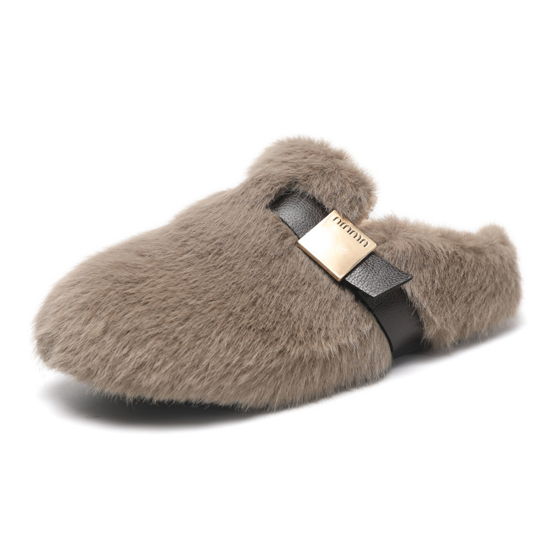 Ženske slip-on loafers s pamukom na gornjoj stranici, umjetna kratka krzna unutar, debela gumena potplat, niski potpetica 1–3 cm