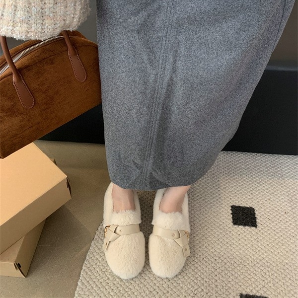 Plišaste Mary Jane cipele za žene, korejski stil, s efektom povećanja visine, za zimu-jesen-proljeće, srednja peta 3–5 cm, okrugli vrh, gornji materijal: super vlakno