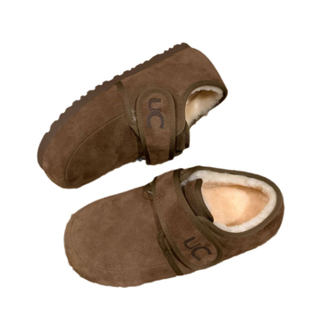 Ženske Mary Jane cipele od nubuka s fleec podstavom, Velcro zatvarač, niski pet, gumeni đon