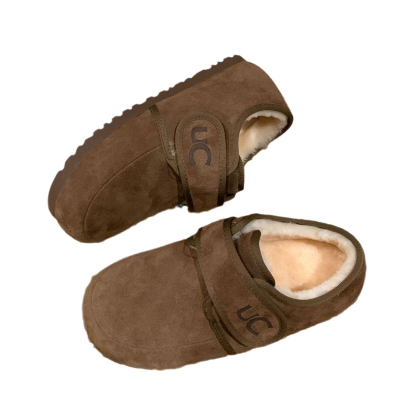 Ženske Mary Jane cipele od nubuka s fleec podstavom, Velcro zatvarač, niski pet, gumeni đon