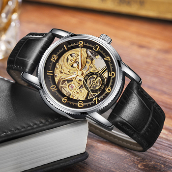 Muški mehanički sat s tourbillonom, mehanizam 8806, kožni remen, vodootpornost 50m, proziran stražnji poklopac