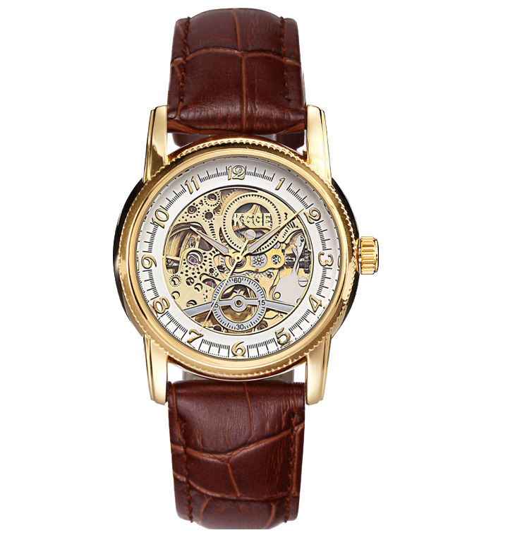 Muški mehanički sat s tourbillonom, mehanizam 8806, kožni remen, vodootpornost 50m, proziran stražnji poklopac