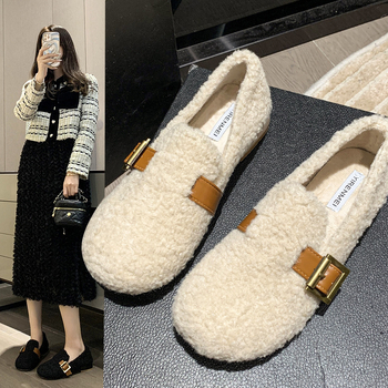 Ženske velur mokasine s plišastom podstavom, slip-on – debeli potplat, niski otvor, okrugli vrh