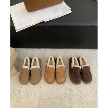 Ženski slip-on loafers s debelim potplatom, unutarnja podstava od umjetnog pliša, mat vrh, gumena potplata, niski gležanj