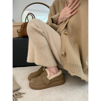 Ženski slip-on loafers s debelim potplatom, unutarnja podstava od umjetnog pliša, mat vrh, gumena potplata, niski gležanj