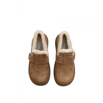 Ženski slip-on loafers s debelim potplatom, unutarnja podstava od umjetnog pliša, mat vrh, gumena potplata, niski gležanj