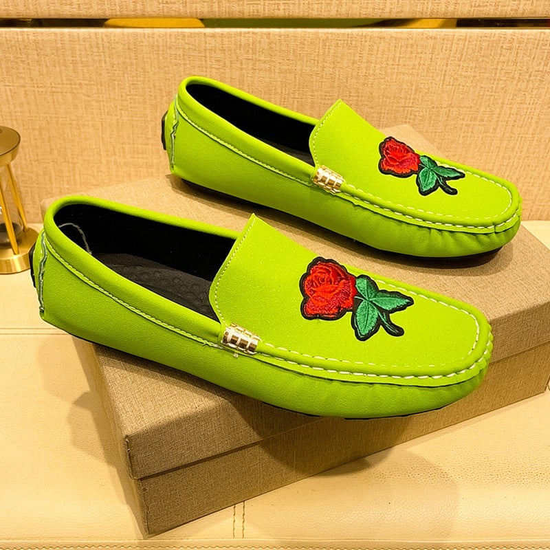 Meeste juhikingad - kunstnahast ülemine, kummijalga, ümmargune varvas, madal kont 1-3 cm, lilleline õmblus