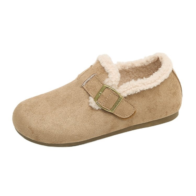 Ženske slip-on cipele u stilu Birkenstock, unutarnje povećanje visine, plišana podstava, zimska svakodnevna udobnost, 3-5 cm srednje visoka peta, gornji dio od pamuka i lana