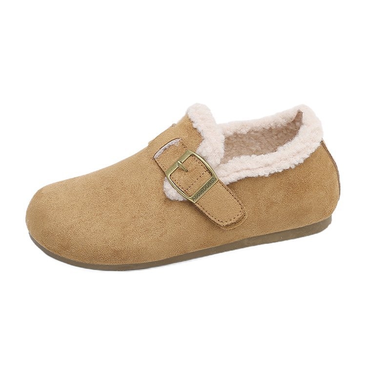 Ženske slip-on cipele u stilu Birkenstock, unutarnje povećanje visine, plišana podstava, zimska svakodnevna udobnost, 3-5 cm srednje visoka peta, gornji dio od pamuka i lana