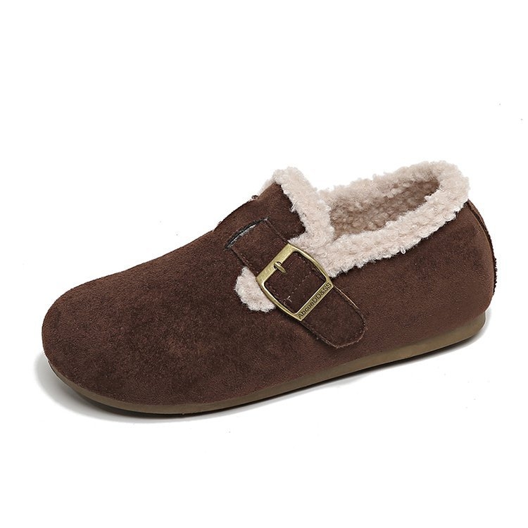 Ženske slip-on cipele u stilu Birkenstock, unutarnje povećanje visine, plišana podstava, zimska svakodnevna udobnost, 3-5 cm srednje visoka peta, gornji dio od pamuka i lana