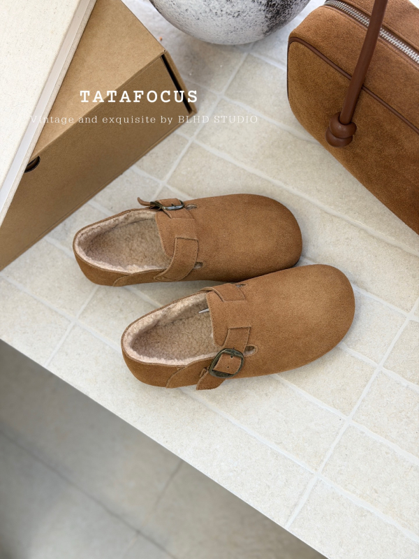 Ženske Birkenstock-stil cipele, casual slip-on bez vezica, gornji dio od nubuk kože, baršunasta podstava, niski profil, okrugli vrh, gumeni potplat