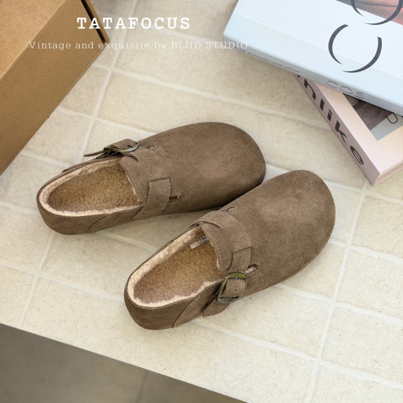 Ženske Birkenstock-stil cipele, casual slip-on bez vezica, gornji dio od nubuk kože, baršunasta podstava, niski profil, okrugli vrh, gumeni potplat