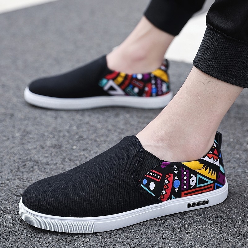 Vīriešu kokvilnas auduma kurpes ar apaļu purngalu — brīvā laika stils, masāža, elpojošas, plakana zole, PU zolīte