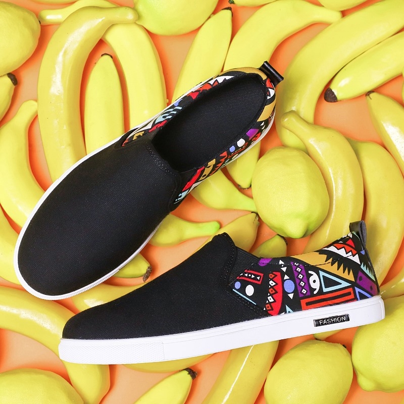 Vīriešu kokvilnas auduma kurpes ar apaļu purngalu — brīvā laika stils, masāža, elpojošas, plakana zole, PU zolīte