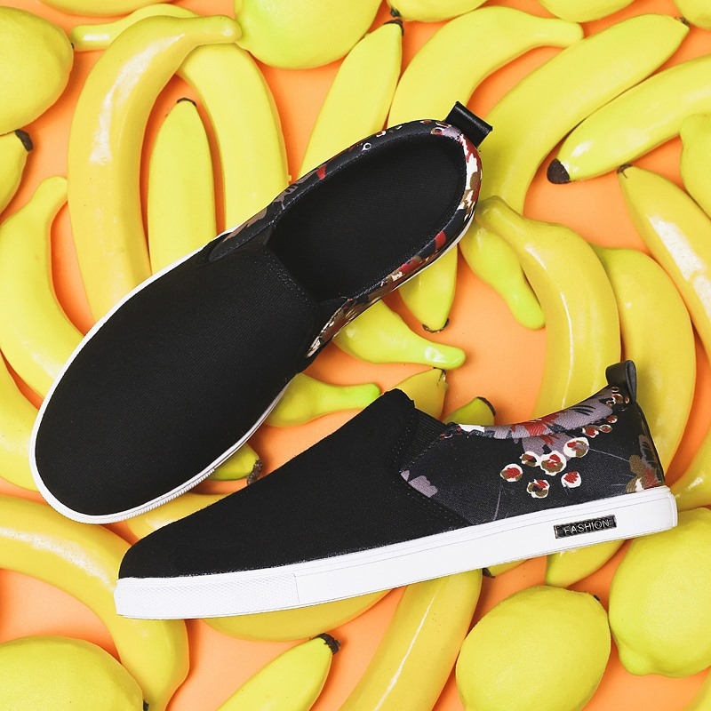 Vīriešu kokvilnas auduma kurpes ar apaļu purngalu — brīvā laika stils, masāža, elpojošas, plakana zole, PU zolīte