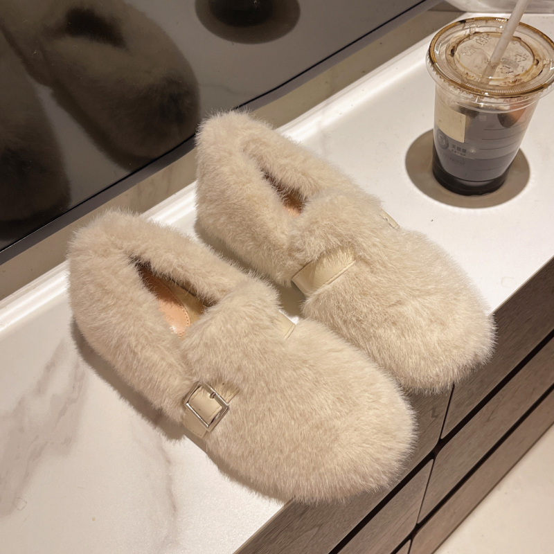 Ženske slip-on cipele od prave veluru, okrugla nosnica, ravna peta, za jesen-zimu
