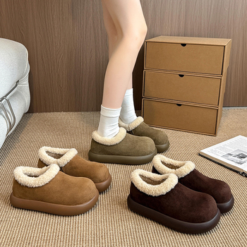 Ženske cipele Doudou od brušenog velura, s plišom, slip-on, niski gornji dio, gumena potpetica