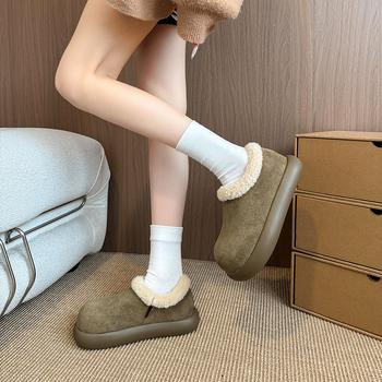 Ženske cipele Doudou od brušenog velura, s plišom, slip-on, niski gornji dio, gumena potpetica