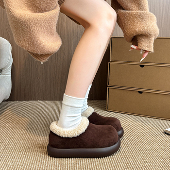 Ženske cipele Doudou od brušenog velura, s plišom, slip-on, niski gornji dio, gumena potpetica