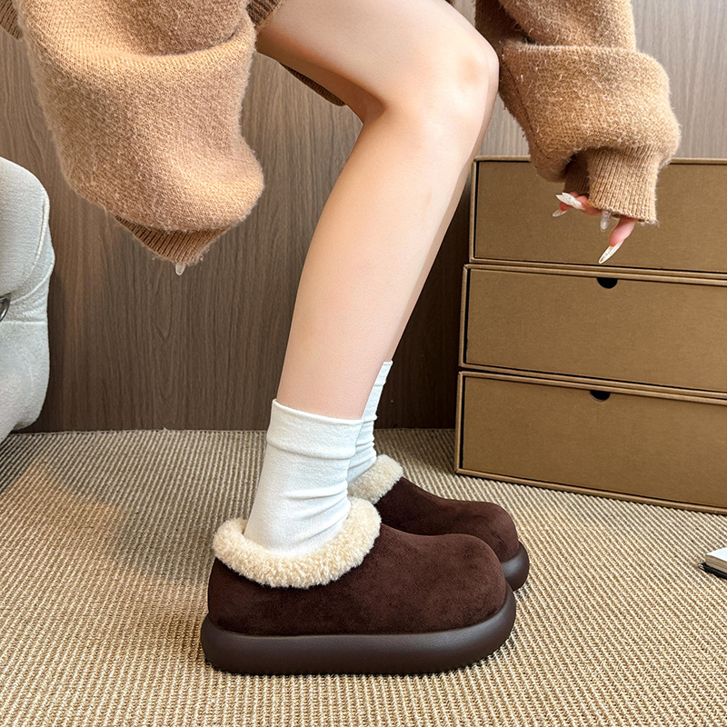 Ženske cipele Doudou od brušenog velura, s plišom, slip-on, niski gornji dio, gumena potpetica