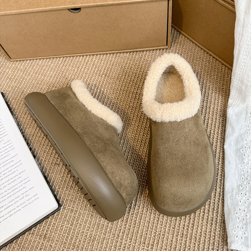 Ženske cipele Doudou od brušenog velura, s plišom, slip-on, niski gornji dio, gumena potpetica