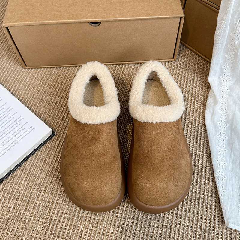 Ženske cipele Doudou od brušenog velura, s plišom, slip-on, niski gornji dio, gumena potpetica