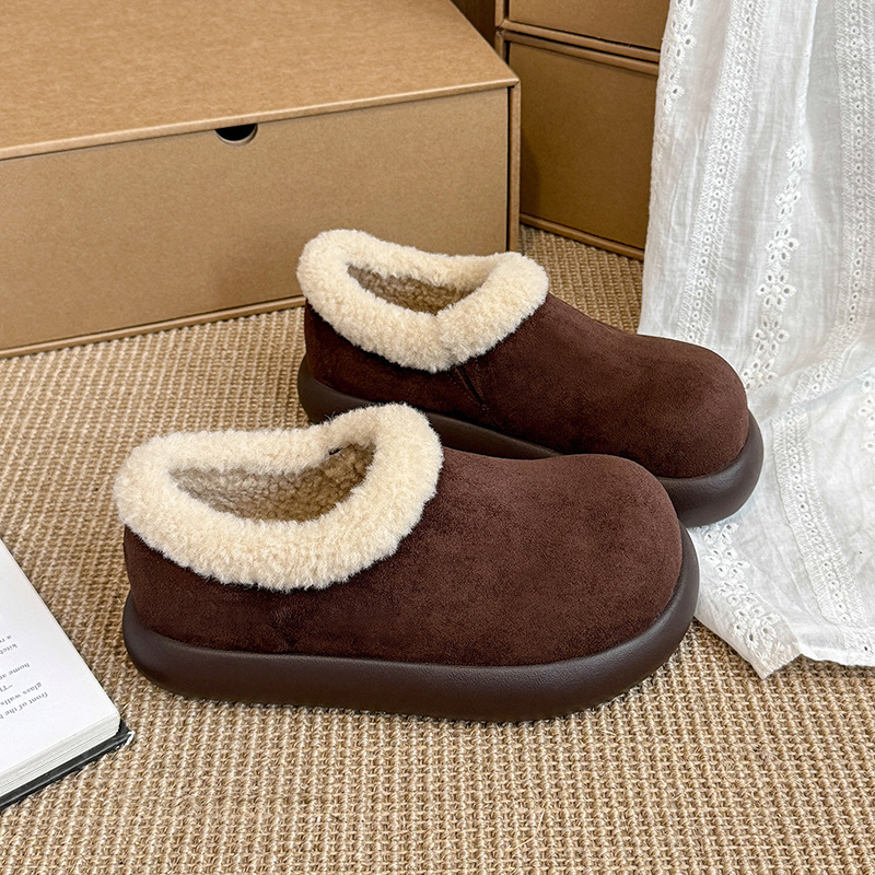 Ženske cipele Doudou od brušenog velura, s plišom, slip-on, niski gornji dio, gumena potpetica