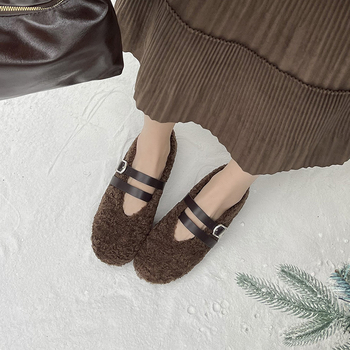 Mary Jane cipele, casual stil, zaobljeni vrh, gornji dio od pamuka, unutrašnjost od umjetnog kratkog pliša, niska peta 1-3 cm
