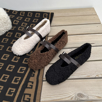 Mary Jane cipele, casual stil, zaobljeni vrh, gornji dio od pamuka, unutrašnjost od umjetnog kratkog pliša, niska peta 1-3 cm
