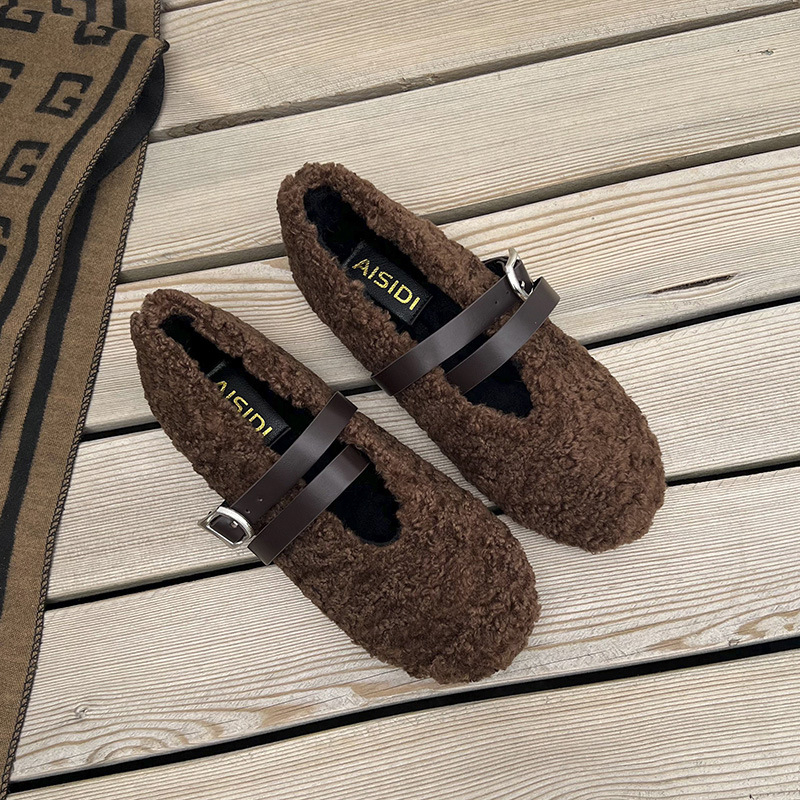 Mary Jane cipele, casual stil, zaobljeni vrh, gornji dio od pamuka, unutrašnjost od umjetnog kratkog pliša, niska peta 1-3 cm